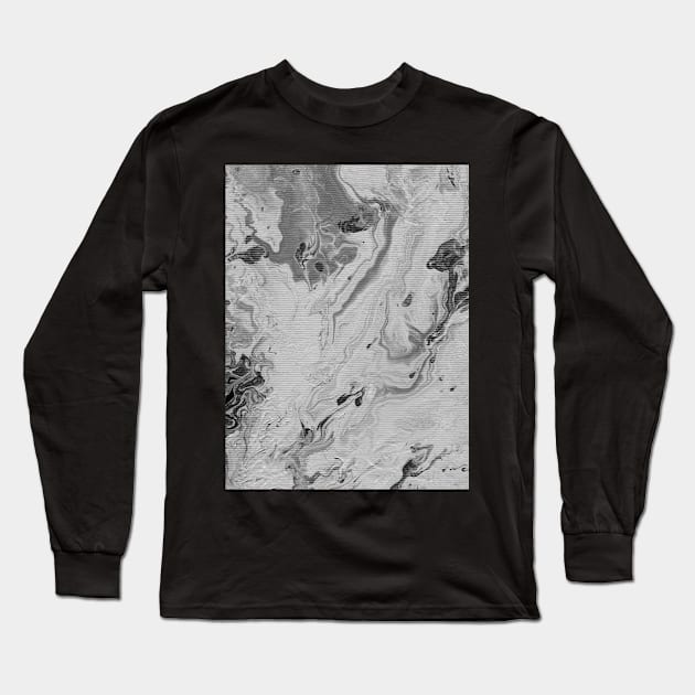 Liquid art, monochrome. Abstract boho background with hand-painted marble texture in black-white-gray colors. Best for the  fabric, wallpapers, covers and packaging, wrapping paper. Long Sleeve T-Shirt by Olesya Pugach